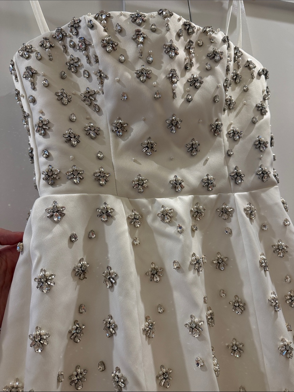 House of CB Ivory Strapless Embellished Column Dress - Picture 12 of 12